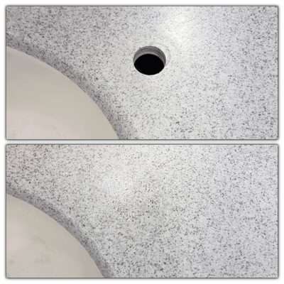 Corian Repairs To Mask Tap Holes | Before and after 