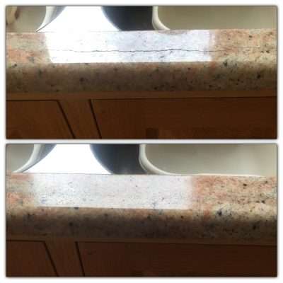 Cracked Granite Kitchen Worktop Repair | Another before and after shot of the repair