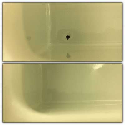 Enamel Sink Chip Repair | enamel chip repair before and after close up