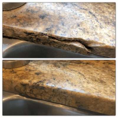 Granite Break Edge Repair | Before and after shot